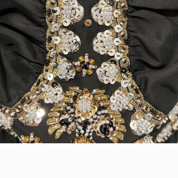Tibi 100% silk black sleeveless short party dress with sequins/ beads sz 6 - Picture 8 of 11
